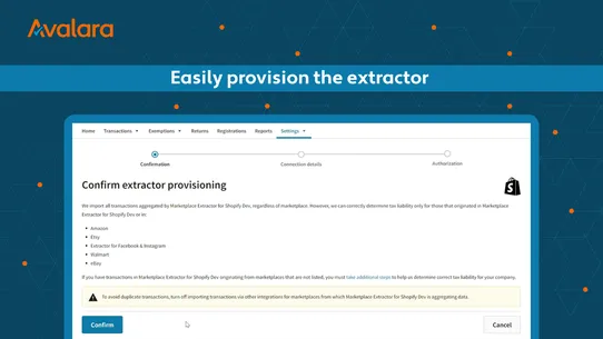 Avalara Marketplace Extractor screenshot