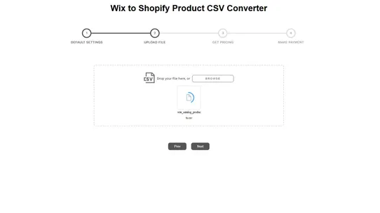 CSV converter Wix screenshot