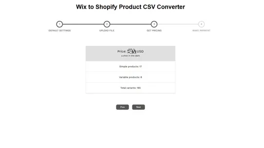 CSV converter Wix screenshot