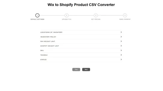 CSV converter Wix screenshot