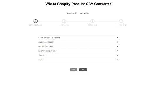 CSV converter Wix screenshot