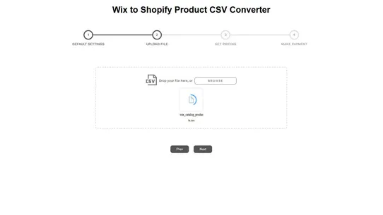 Vostari CSV converter: Wix screenshot