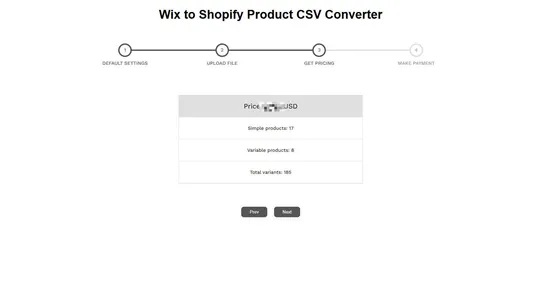 Vostari CSV converter: Wix screenshot