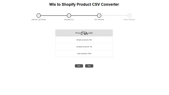 Vostari CSV converter: Wix screenshot