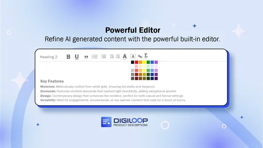 Digiloop Product Descriptions screenshot