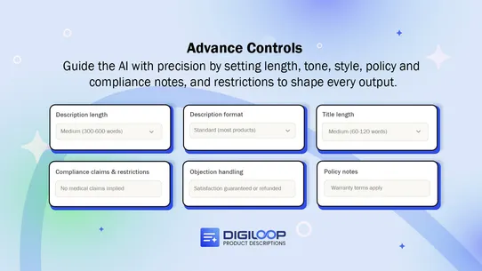 Digiloop Product Descriptions screenshot