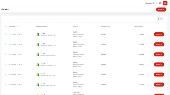 Spring GDS ‑ Global Shipping screenshot