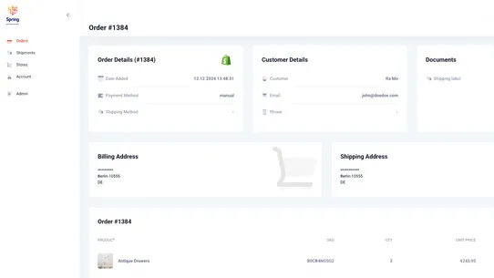 Spring GDS ‑ Global Shipping screenshot