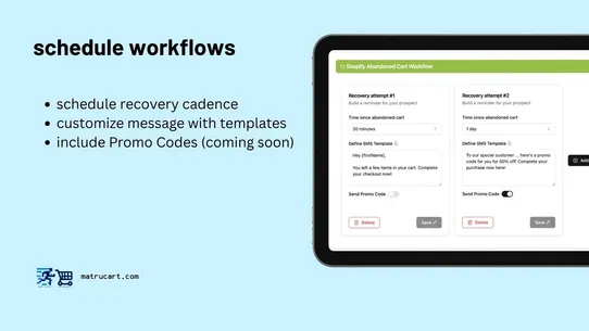 matrucart ‑ SMS Cart Recovery screenshot