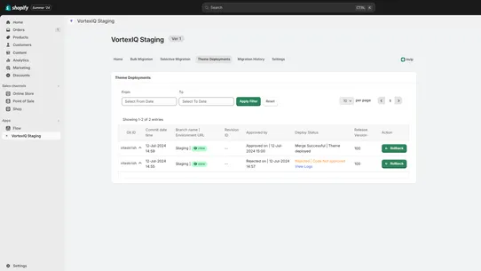 VortexIQ Staging screenshot