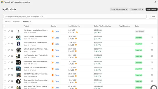 Temu AliExpress Dropshipping screenshot
