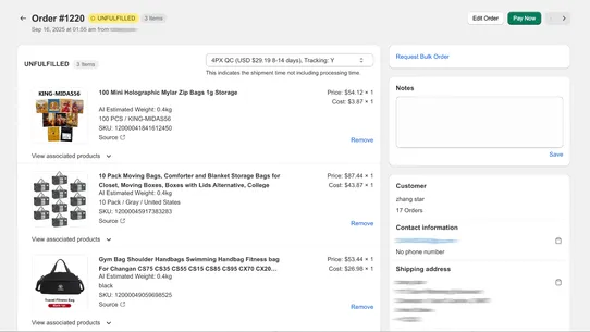 Temu AliExpress Dropshipping screenshot