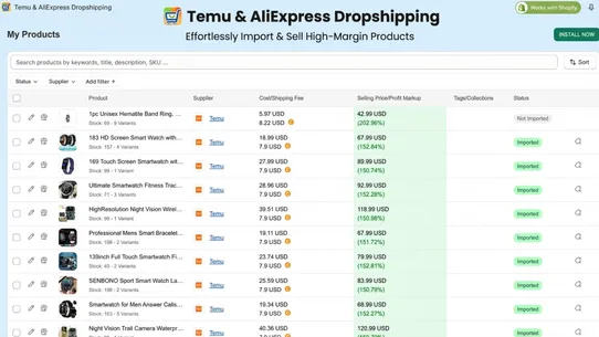 Temu AliExpress Dropshipping screenshot