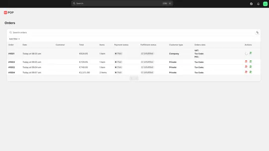 POP – European e‑invoicing screenshot