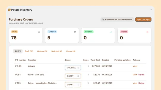 Potato Inventory Management screenshot