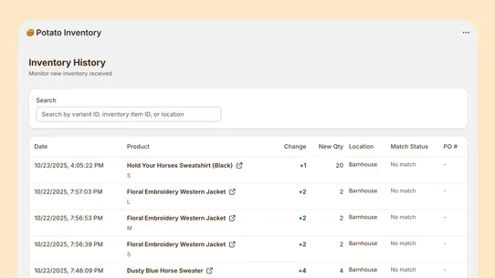Potato Inventory Management screenshot