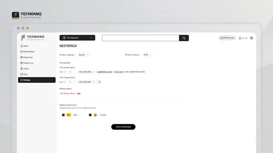 Yehwang Dropshipping screenshot