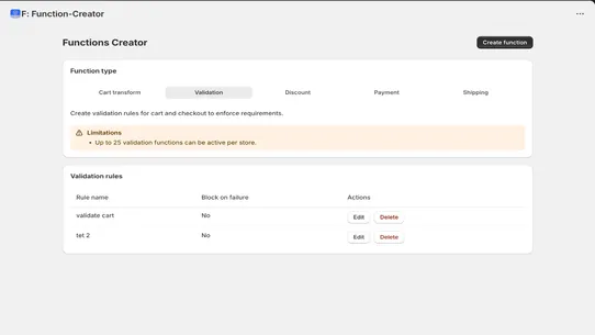F: Function Builder screenshot