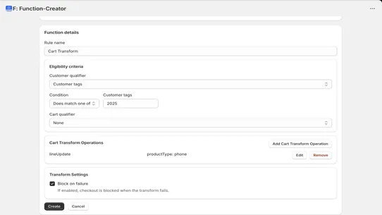 F: Function Builder screenshot