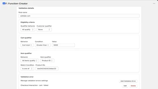 F: Function Builder screenshot