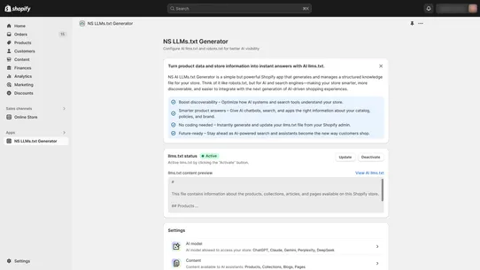 NS LLMs.txt Generator &amp; AI SEO screenshot