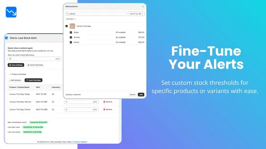 Elevix: Low Stock Alert screenshot