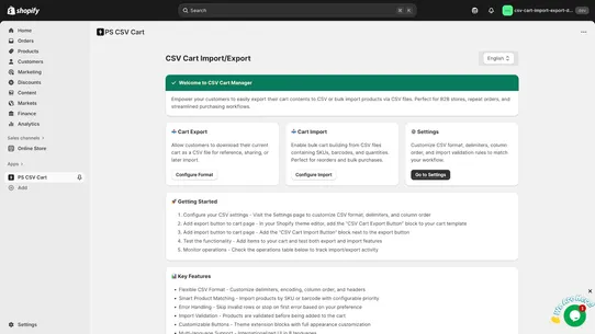 CSV Cart Upload &amp; Download B2B screenshot
