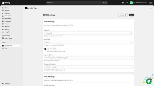 CSV Cart Upload &amp; Download B2B screenshot