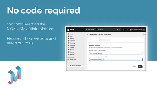 MCANISM Tracking Integration screenshot