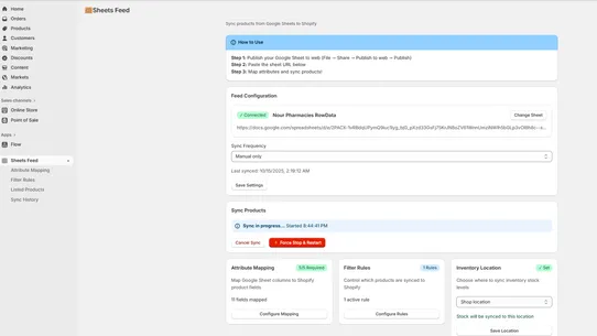Google Sheets Product Feed screenshot