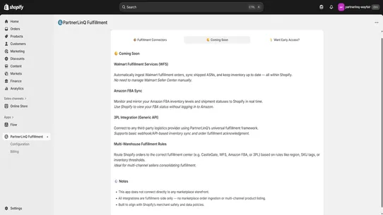 PartnerLinQ Fulfillment screenshot