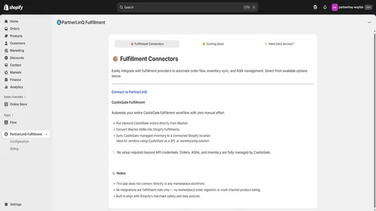 PartnerLinQ Fulfillment screenshot