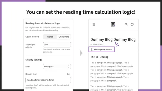 UR:Blog Reading Time Estimator screenshot