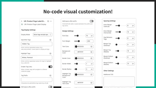 UR: Product Page Label Display screenshot