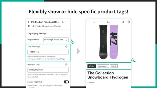 UR: Product Page Label Display screenshot