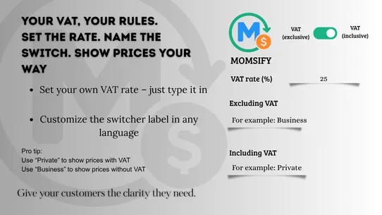 Momsify ‑ VAT Switcher screenshot