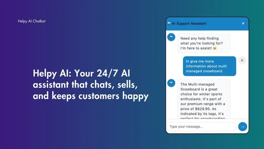 Helpy AI Chatbot and Live chat screenshot