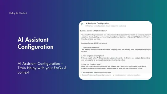 Helpy AI Chatbot and Live chat screenshot