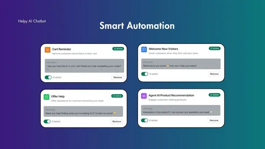 Helpy AI Chatbot and Live chat screenshot