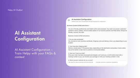 Helpy AI Chatbot and Live chat screenshot