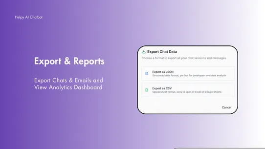 Helpy AI Chatbot and Live chat screenshot