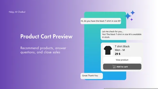 Helpy AI Chatbot and Live chat screenshot