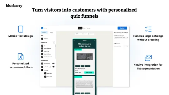 Bluebarry Product Quiz screenshot