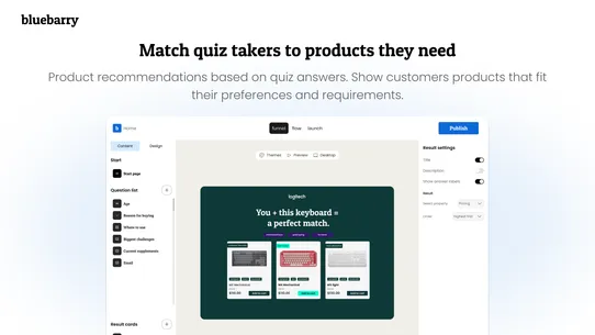 Bluebarry Product Quiz screenshot