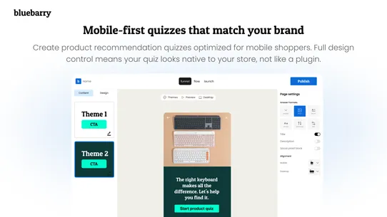 Bluebarry Product Quiz screenshot