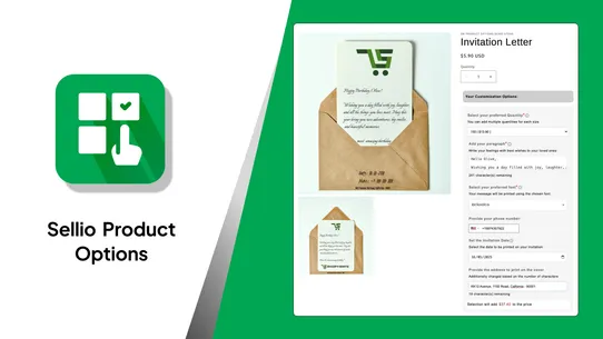 Sellio Product Options screenshot