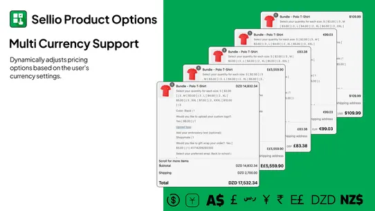 Sellio Product Options screenshot