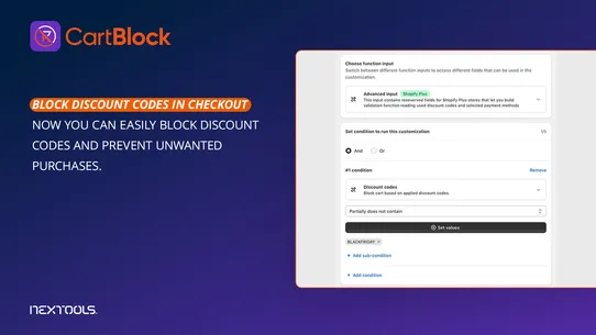 Cart Block: checkout validator screenshot