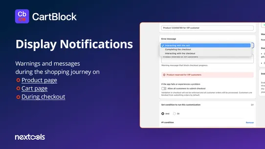 Cart Block: checkout validator screenshot