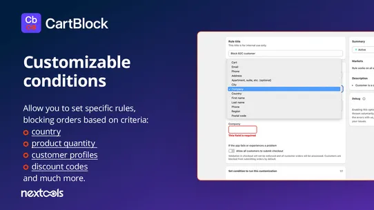 Cart Block: checkout validator screenshot